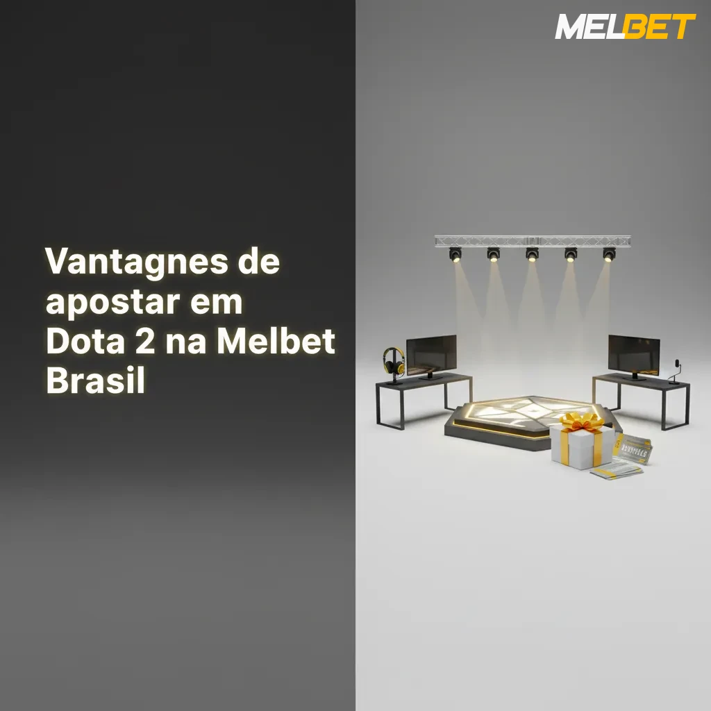 Banner Melbet Brasil sobre apostas em Dota 2, programa de fidelidade, Pix, suporte 24h e app Android/iOS.